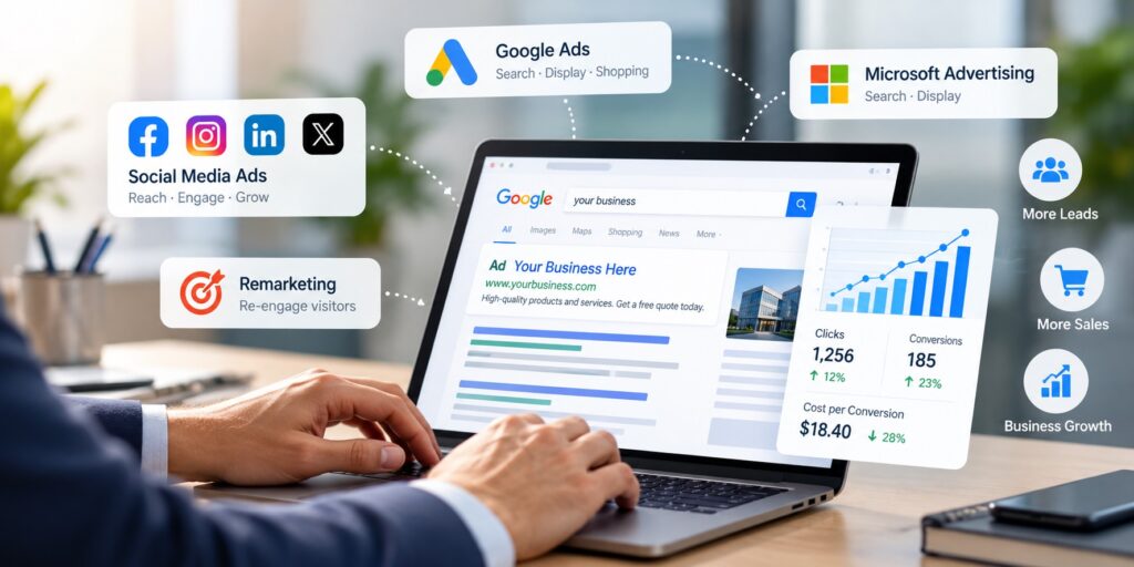 PPC advertising management, paid search campaigns and conversion tracking